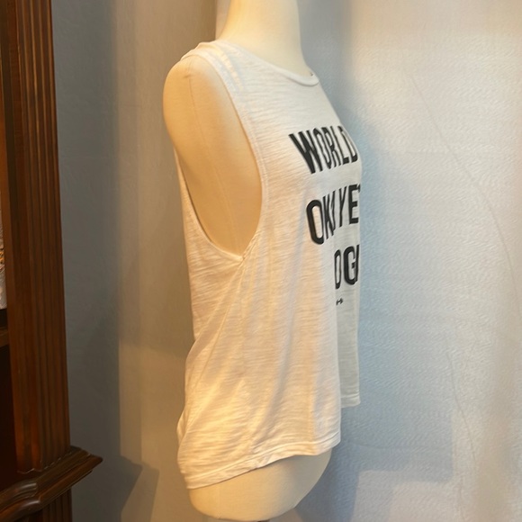 Bella Yoga Worlds Okayest Yogi Ladies white tank top cotton - Picture 3 of 6